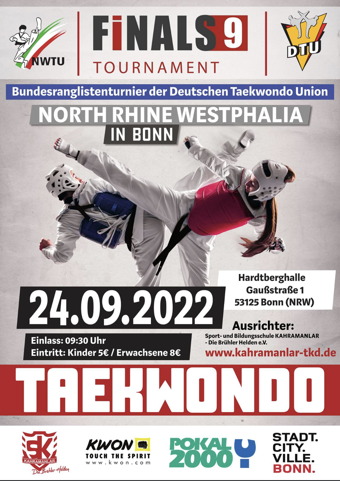 DTU Finale9 NRW Masters 2022 & Gürtelprüfung Taekwondo Sportschule Cinar e. V. 
