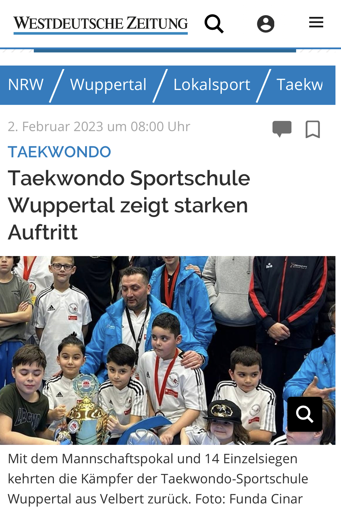 Der beste Nachwuchs aus Wuppertal!  Die Taekwondo-Sportschule Cinar e.V. 